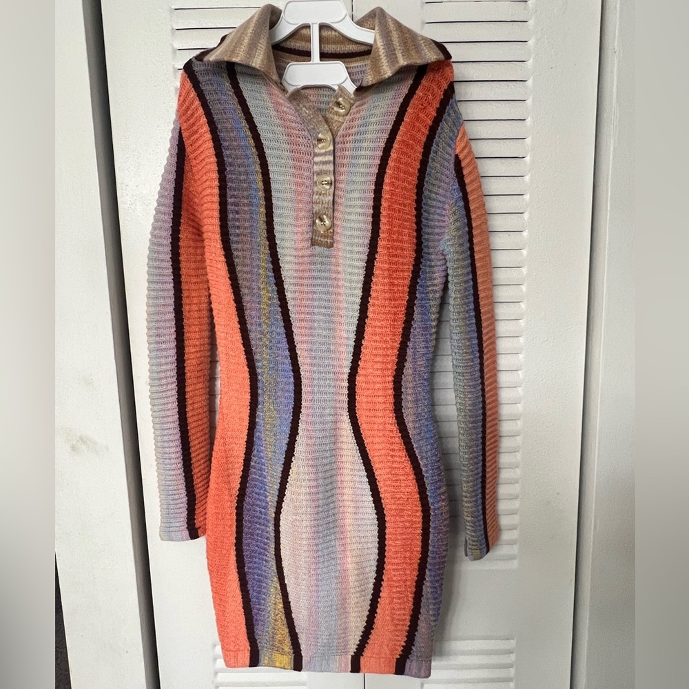 Calliope Collared Sweater Mini Dress - Multi Color - Picture 5 of 10